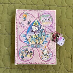 Hello Kitty Pink Glitter Carousel Lock Journal with Lock and Keys